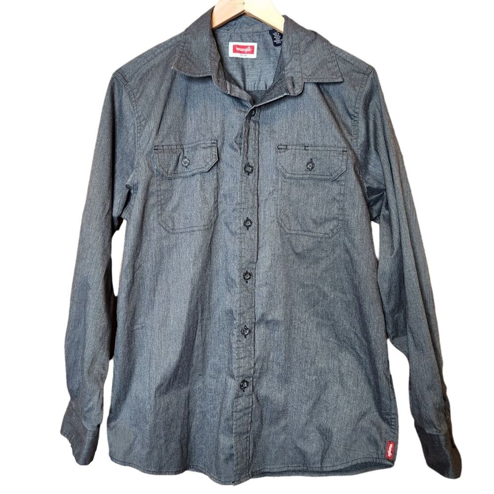 Wrangler Button Up Long Sleeve Dark Heather Gray Men's Size Medium